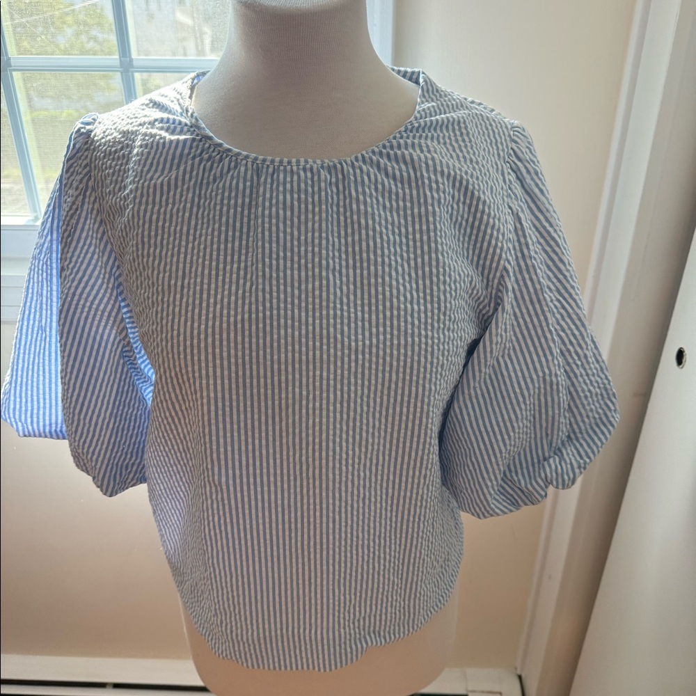 Joes Jeans Seersucker Blue Top size M